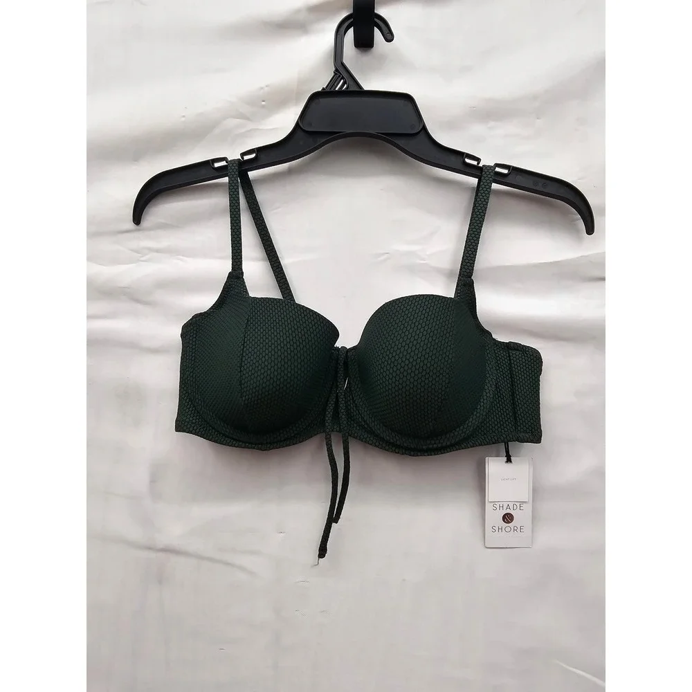 Shade & Shore Womens Underwire Bikini Top Green Nylon Blend Size 34B